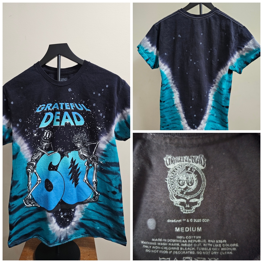 Grateful Dead 60th Anniversary Tie Dye T-Shirt Medium 2025 Skeleton Band Tee